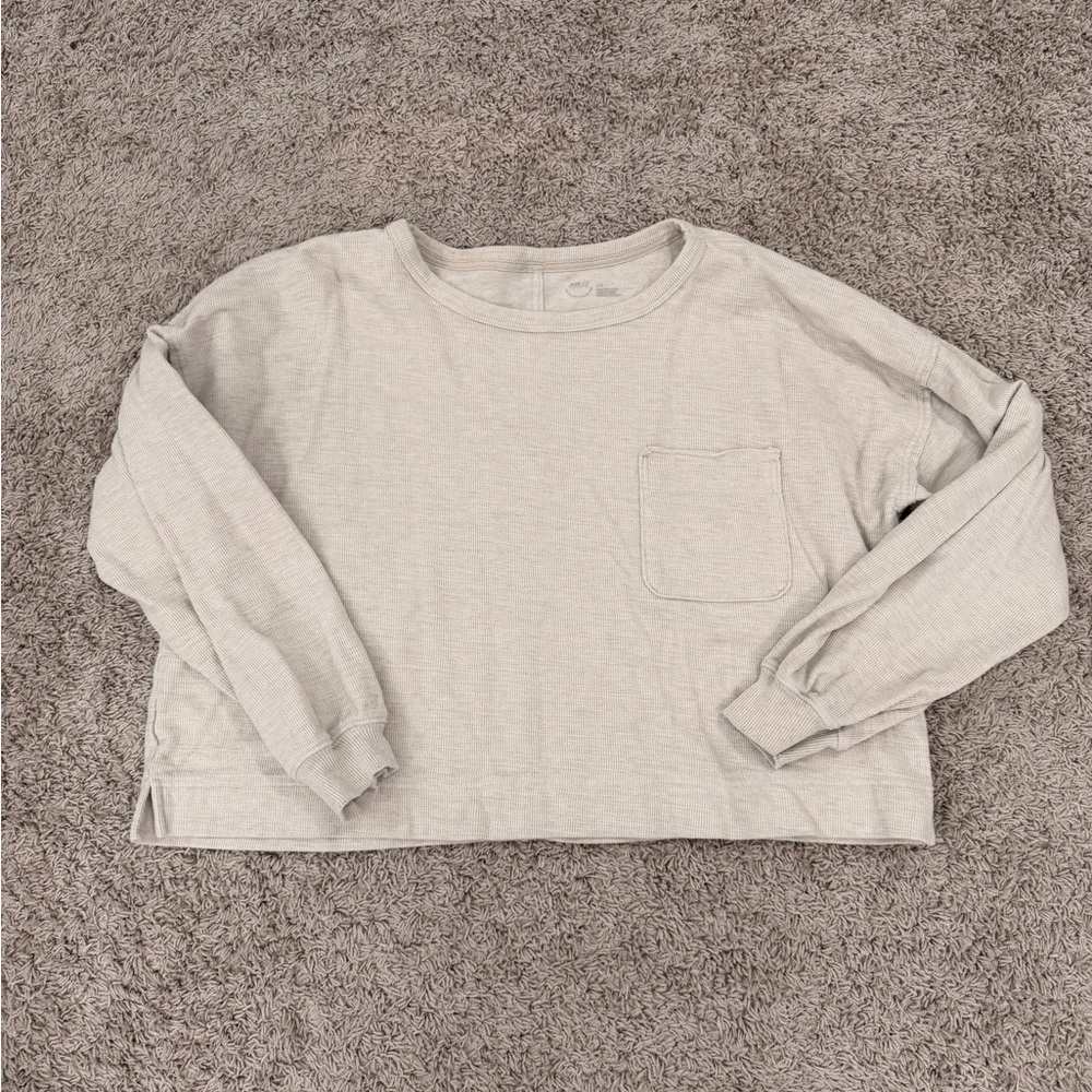 Aerie Cream Long Sleeve Top